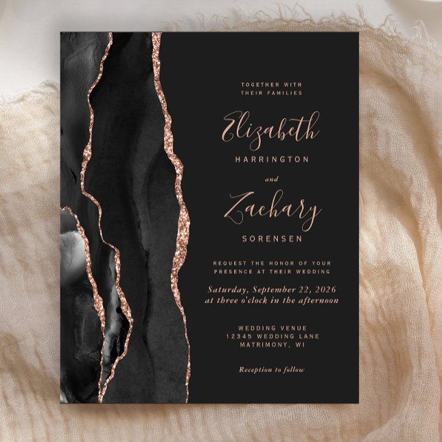 Papier Budget Rose noir Or Agate Mariage foncé (Créateur téléchargé)
