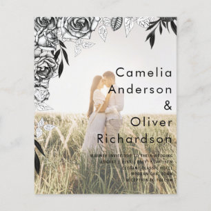 Papier Budget Rose noir PHOTO OVERLAY Mariage Invitation