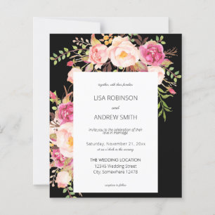 Papier Budget Rose Pâle Floral Noir 2 Mariage