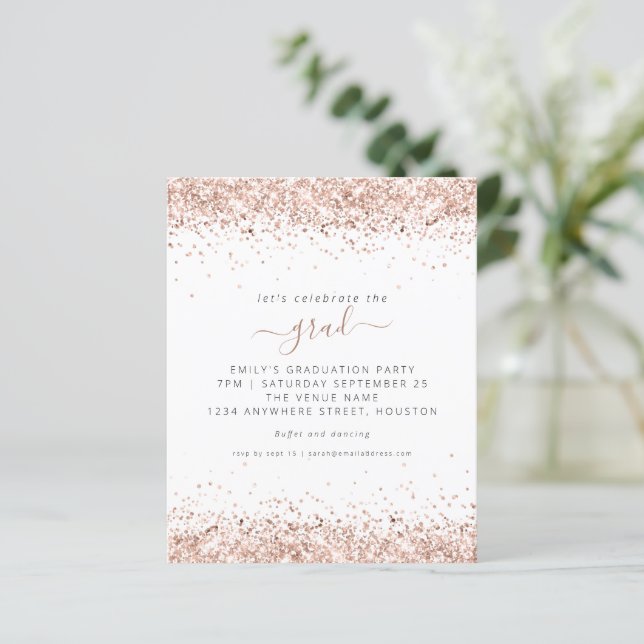 Papier Budget Rose Parties scintillant d'or 2024 Invitati (Debout devant)