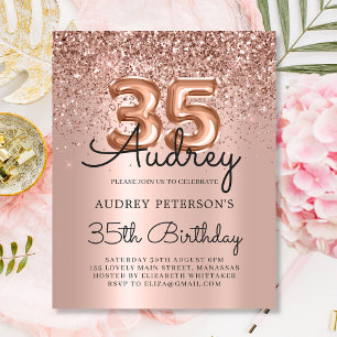 Papier Budget Rose Parties scintillant d'or 35e anniversa