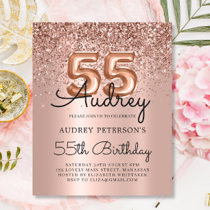 Papier Budget Rose Parties scintillant d'or 55e anniversa
