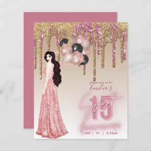 Papier Budget Rose Parties scintillant or Quinceanera Bru