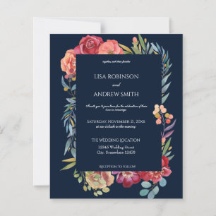 Papier Budget Rose & Plum Tropical Floral Navy V1 Mariage
