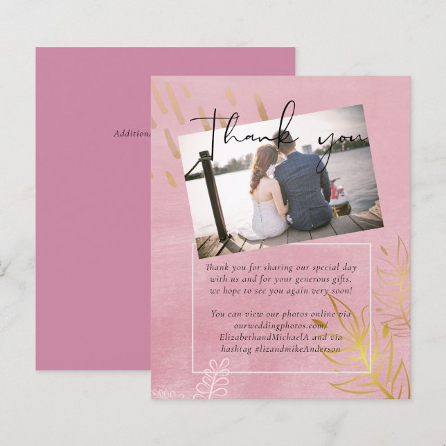 Papier BUDGET Rose Poussiéreux Or Mariage (Devant / Derrière)