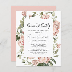 Papier Budget Rose Rose Floral Brunch Bubbly Invitation
