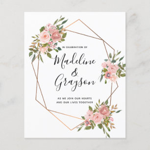Papier BUDGET Rose Rose Gold Frame Faire-part de mariage