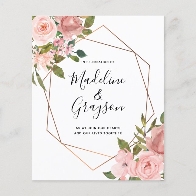 Papier BUDGET Rose Rose Gold Frame Faire-part de mariage (Devant)