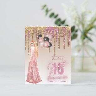 Papier BUDGET Rose rose or Parties scintillant Quinceaner