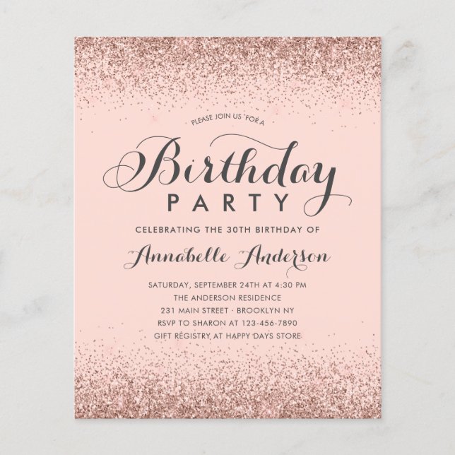 Papier Budget Rose Rose Parties scintillant Or N'importe  (Devant)