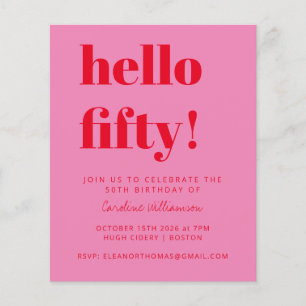 Papier Budget rose rouge 50e anniversaire Invitation de f
