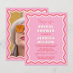 Papier Budget Rose Rouge Photo Bridal Shower Invitation