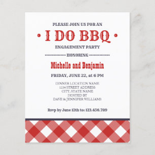Papier BUDGET rouge Plaid I DO BBQ Engagement Party