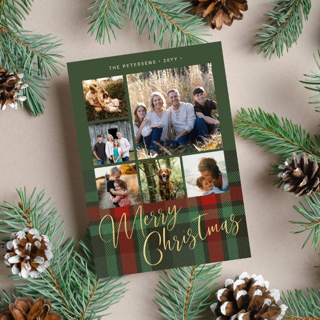 Papier Budget rouge vert plaid multiphoto Joyeux Noël (Créateur téléchargé)