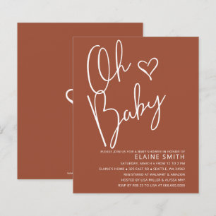 Papier Budget Rouille Genre Neutre Baby shower Invitation