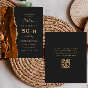 Papier Budget Rouille Or Agate Dark QR Code 50e anniversa