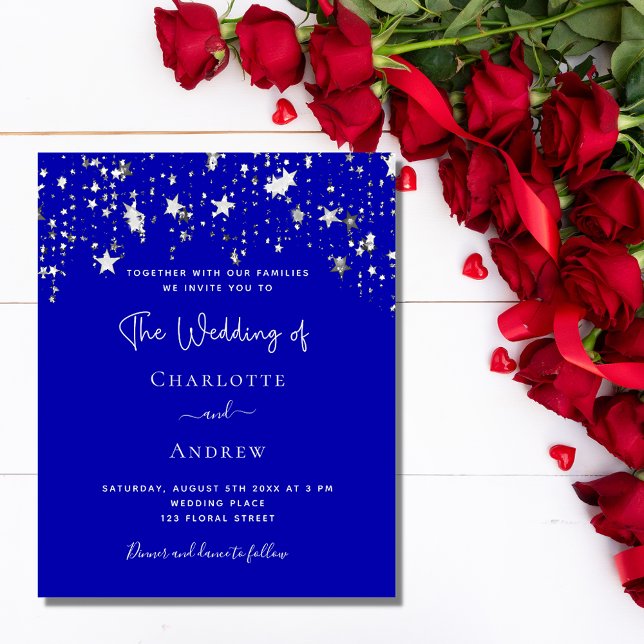 Papier Budget royal bleu argent étoiles mariage (Créateur téléchargé)