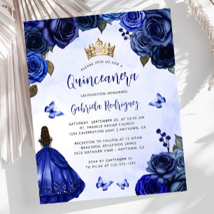 Papier Budget Royal Blue Floral Princesse Quinceañera