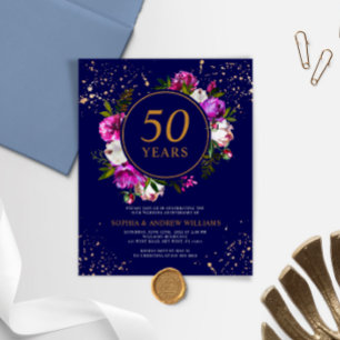Papier Budget Royal Blue Mariage Anniversaire Invitation