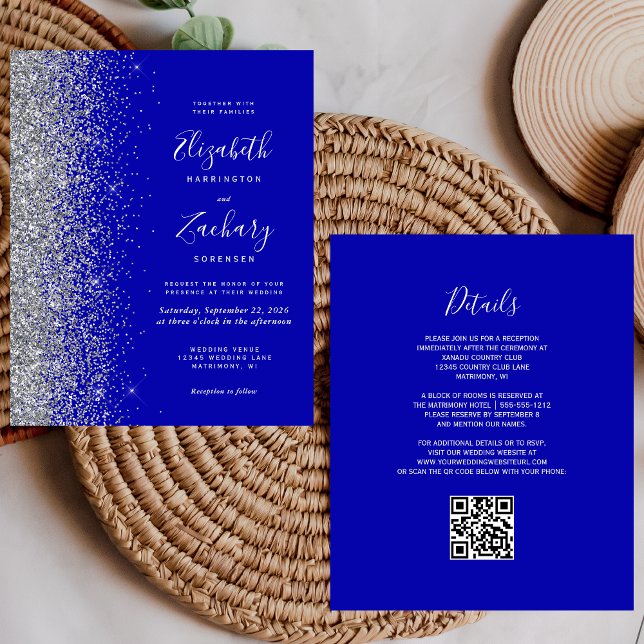 Papier Budget Royal Blue Silver Parties scintillant QR Co (Créateur téléchargé)
