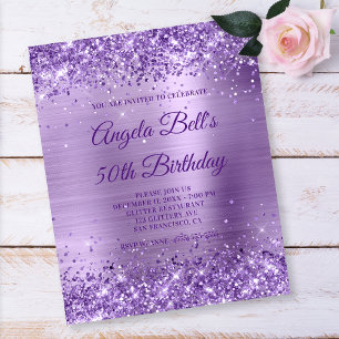 Papier Budget Royal Purple Glittery Foil Invitation