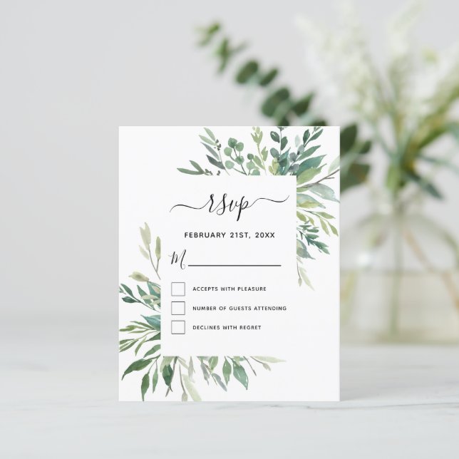 Papier Budget RSVP Botanical Green Foliage (Debout devant)