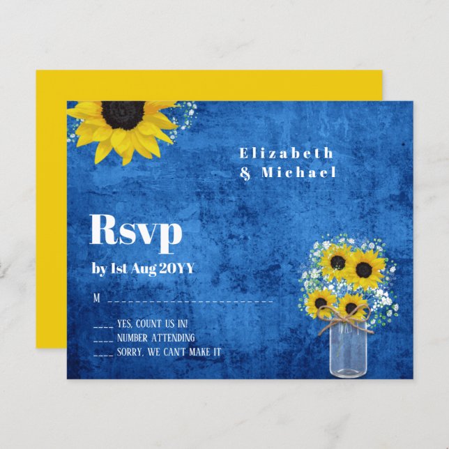 Papier Budget RSVP Russe Mariage de tournesols (Devant / Derrière)