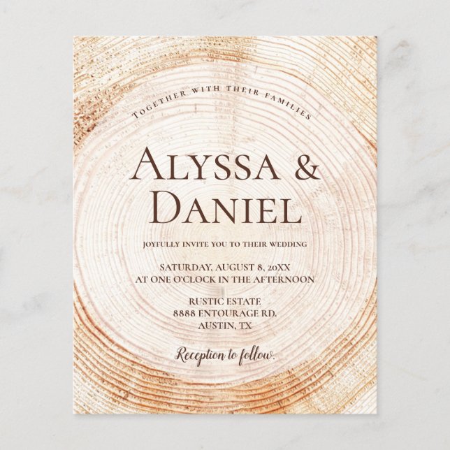 Papier Budget Russe Mariage Bois Coupe Grain Personnalisé (Devant)