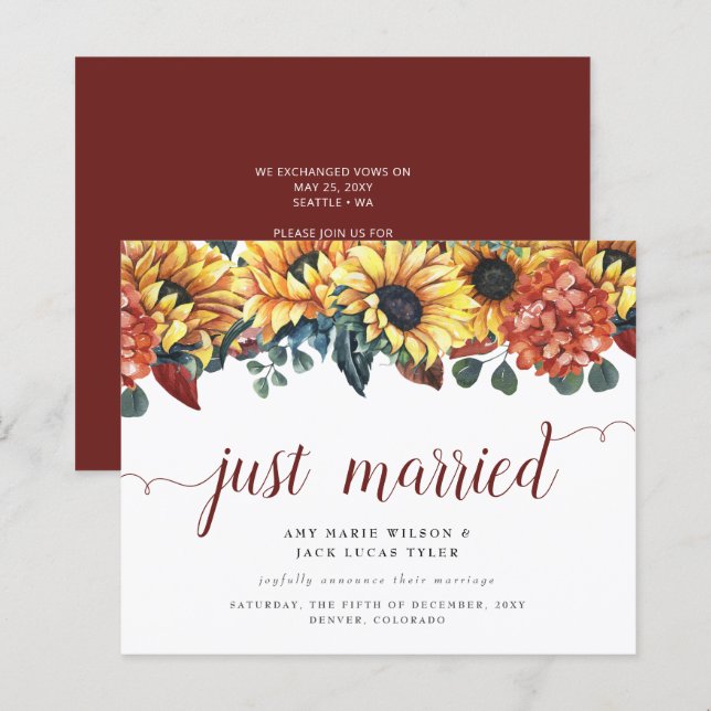 Papier Budget Russe Mariage tournesol Faire-part (Devant / Derrière)