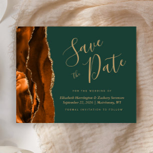 Papier Budget Rust Or Agate Émeraude Vert Save the Date