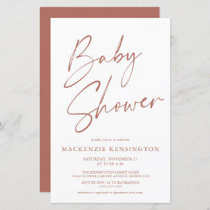 Papier Budget Rust Terracotta Simple Script Baby shower
