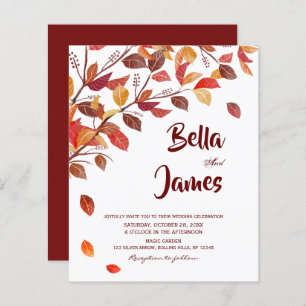 Papier Budget Rustic Autumn Trees Faire-part de mariage