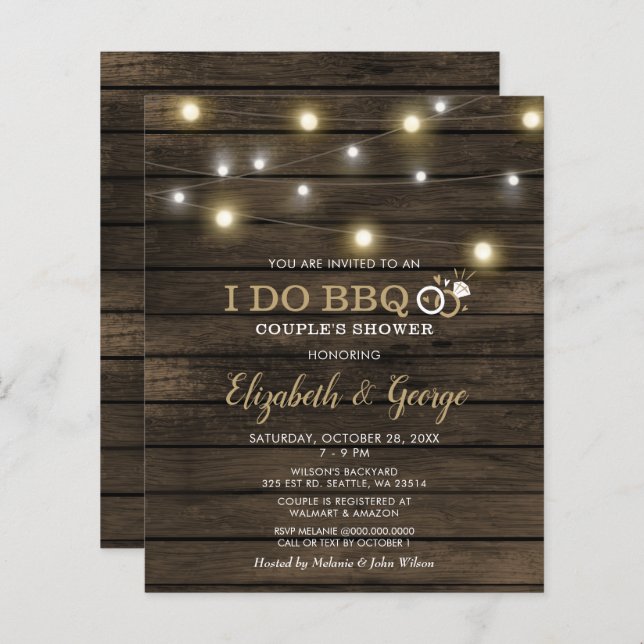 Papier Budget Rustic Barn Wood Je fais BBQ Invitation (Devant / Derrière)