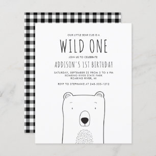 Papier Budget Rustic Bear Wild Un 1er anniversaire Invita