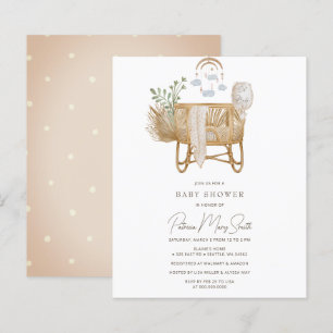 Papier Budget Rustic Boho Baby Cot Baby shower Invitation