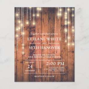 Papier Budget Rustic Bois Chaîne Lumières Mariage Invitat