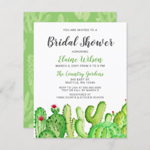 Papier Budget Rustic Cactus Invitation à la douche nuptia
