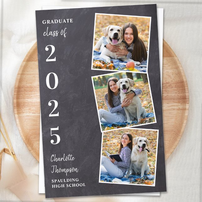 Papier Budget Rustic Chalkboard Photo Collage Graduation (Créateur téléchargé)