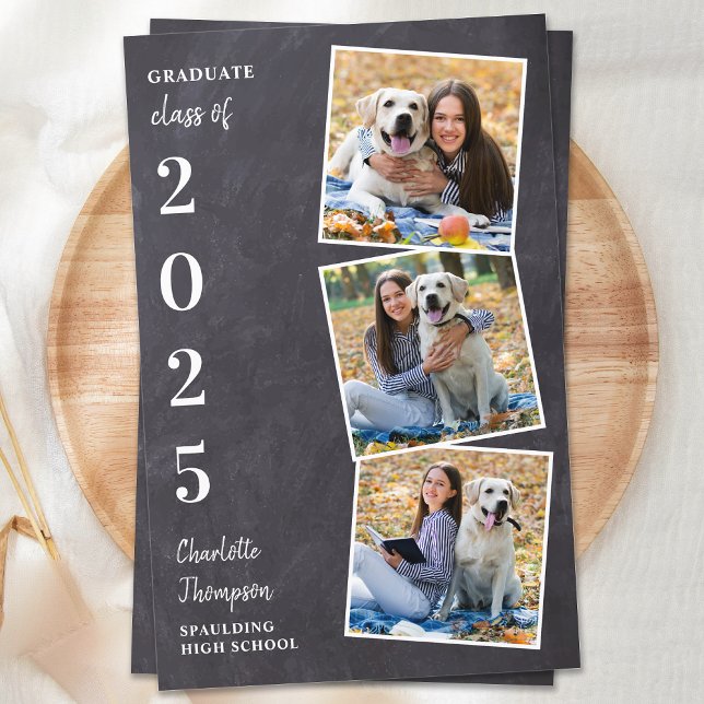 Papier Budget Rustic Chalkboard Photo Collage Graduation (Créateur téléchargé)