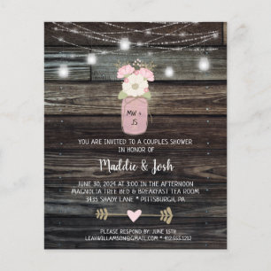 Papier Budget Rustic Couples Douche Mason Jar Invitation