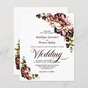 Papier Budget Rustic Fall Floral Faire-part de mariage