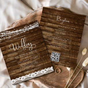Papier Budget Rustic Farmhouse QR Code Faire-part de mari