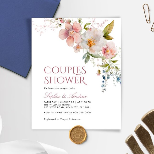 Papier Budget Rustic Fleur sauvage Couples invitation de  (Créateur téléchargé)
