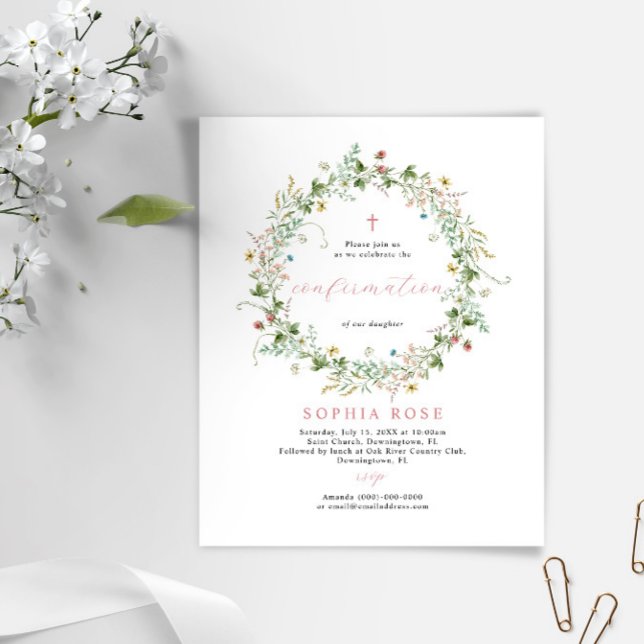 Papier Budget Rustic Fleurs sauvages Confirmation Invitat (Créateur téléchargé)