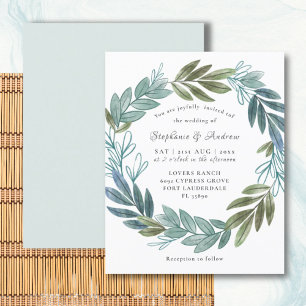 Papier Budget Rustic Foliage Sage Green Wedding Invitatio