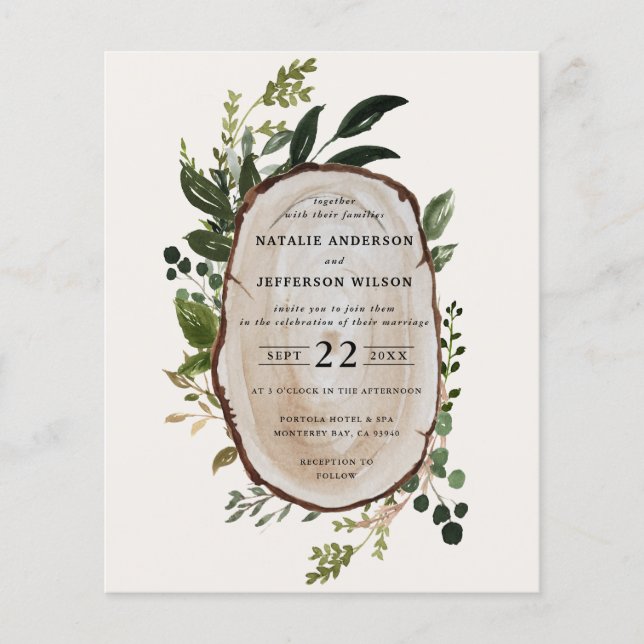 Papier budget Rustic Foliing Ferme Faire-part de mariage (Devant)