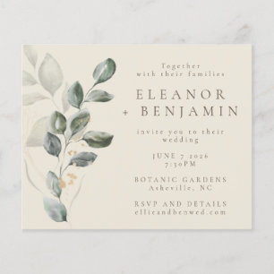 Papier Budget Rustic Gold Greenery Mariage Invitation