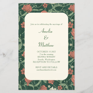 Papier Budget Rustic Green Floral Faire-part de mariage