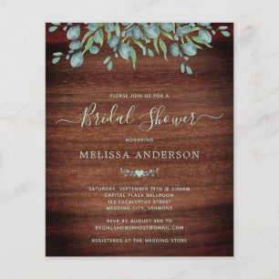 Papier Budget Rustic Green Invitation à la douche nuptial