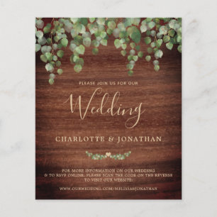 Papier Budget Rustic Green QR Code Faire-part de mariage